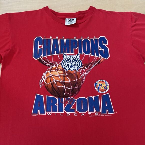 Vintage Arizona Wildcats National Champions Shirt XL Red 90s - Picture 3 of 8